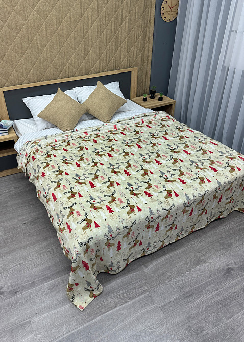 Плед-покривало Decorator WellSoft 150х210 см з різдвяним принтом Кремовий (87-176) Київ - фото 3