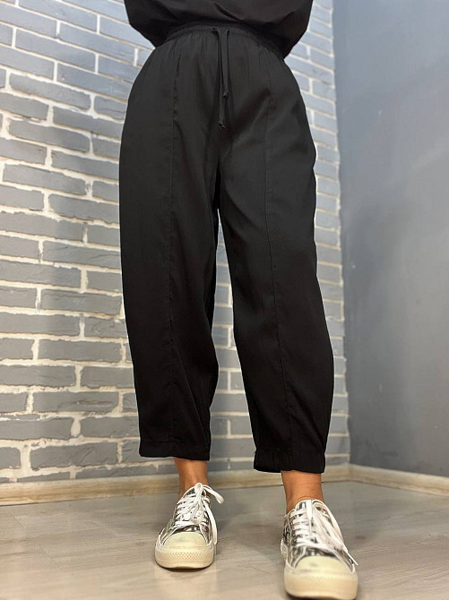 Брюки женские Mix Ray 4307 МОМ швы резинка и шнурок на талии, черный, S Одесса - изображение 5