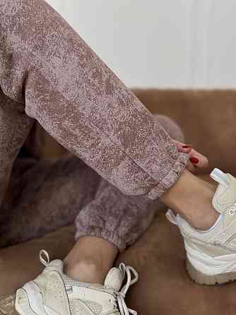 Теплый костюм женский мраморный принт на флисе Бежевый S-M Харьков