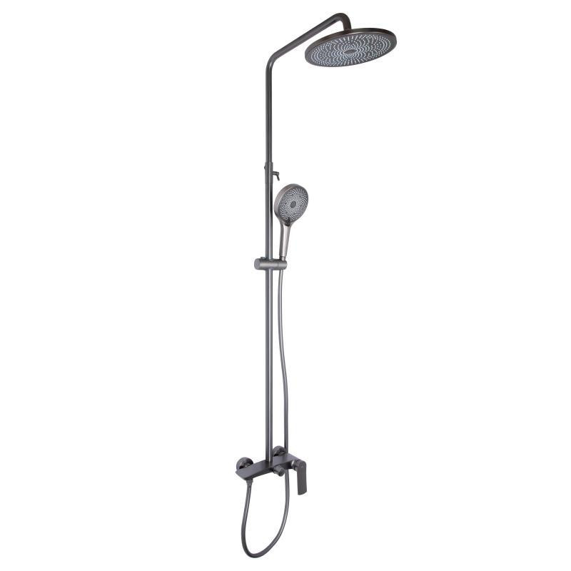 Душевая система для душа из латуни Qtap Slavonice на два потребителя QTSLA110GMB45913 Gunmetal Black PVD Харьков - изображение 1