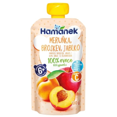 Дитяче пюре Hamanek із яблук, абрикосів та персиків 100 г (1215912) Вінниця - фото 1