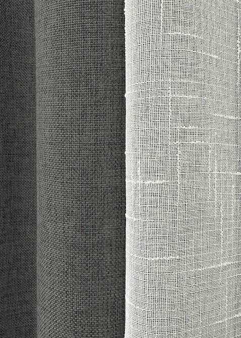 Комплект штор VR-Textil Лен Мешковина 150х270 2шт и Тюль 400х270 1282ш-115т Серый с белым 71-027/3 Киев - изображение 7