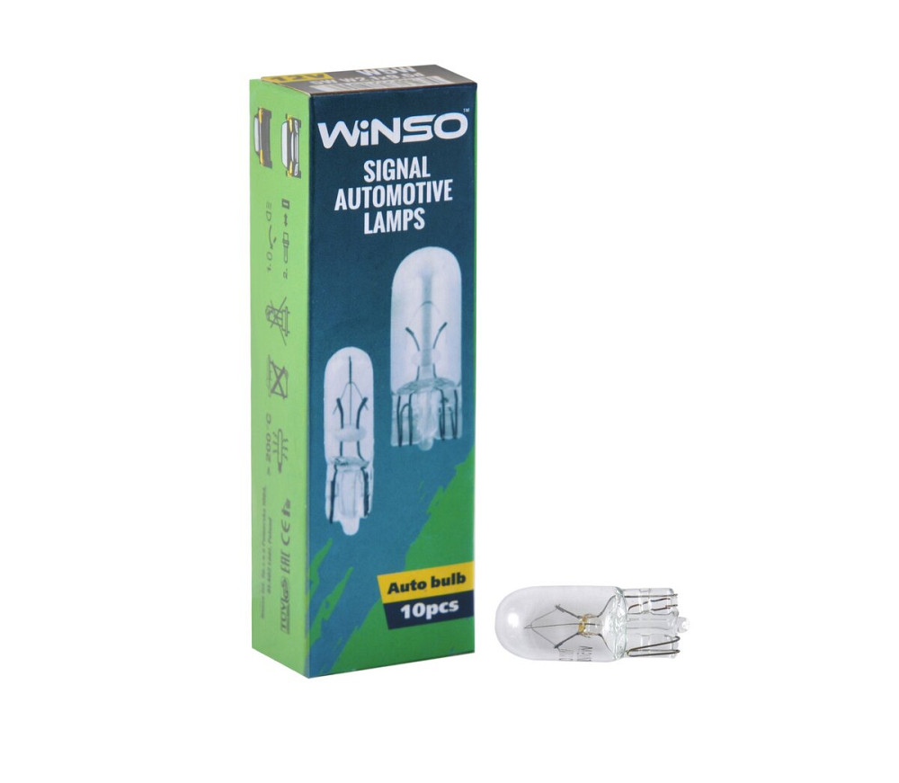Лампа накаливания Winso 12V W5W 5W W2.1x9.5d, 10шт Київ - фото 1