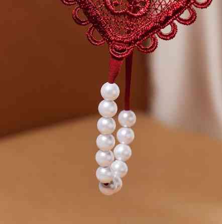 Еротичні стрінги з бусами універсальний бордовий Київ