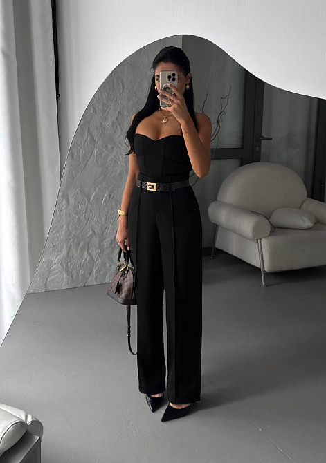 Жіночий базовий брючний костюм двійка: корсет і штани костюмка Одеса - фото 1