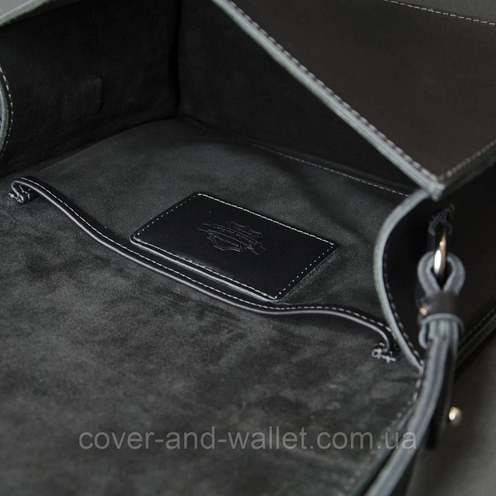 Якісна жіноча шкіряна сумка на магнітній застібці чорного кольору Grande Pelle 770710 Київ - фото 9
