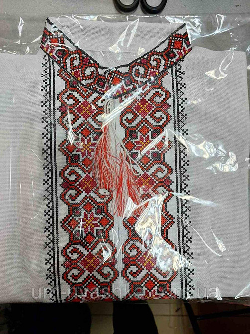 Вишиванка на домотканному полотні для хлопчика "Легенда" червона із синім р.110 Кривий Ріг - фото 3