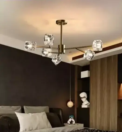 Світлодіодна люстра Кубик 8614 (Золота) на 6 плафонів Вінниця