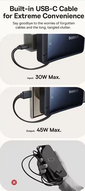 Повербанк Baseus Nomos Qi2 10000mAh 45W Magsafe. Харків - фото 3