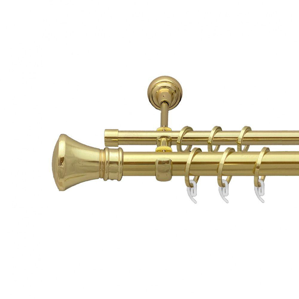 Карниз Orvit Люксор металевий дворядний відкритий гладка труба кільце фасонне металеве  Золото 25\16 мм 300 см (7035440) Львів - фото 1