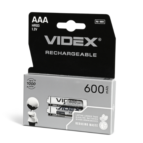 Акумулятор AAA/HR03 NiMh 1,2V 600 mAh (бл-2шт) Videx Житомир - фото 1
