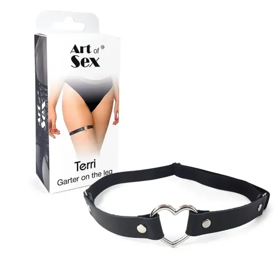 Гартер на ногу Серце з натуральної шкіри Art of Sex - Terri, колір Чорний (1шт.) Львів