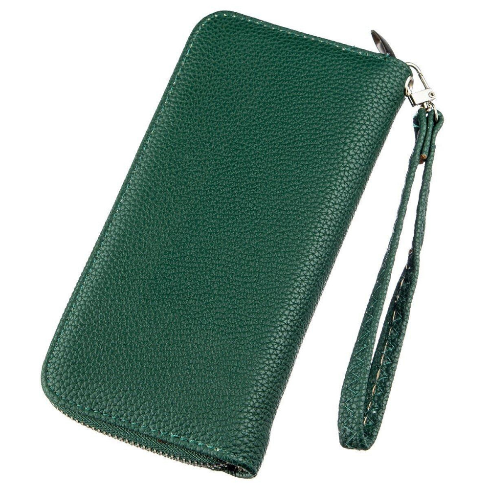 Гаманець жіночий на одну блискавку з екокожі флотар KIVI 19017 Зелений Київ - фото 2