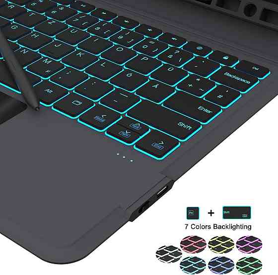 Клавіатура чохол Galaxy Tab S10+/S9+/S9 FE+ 12.4 чорний RGB підсвітка QWERTZ трекпад Bluetooth з тримачем для S Pen захисний кейс Київ