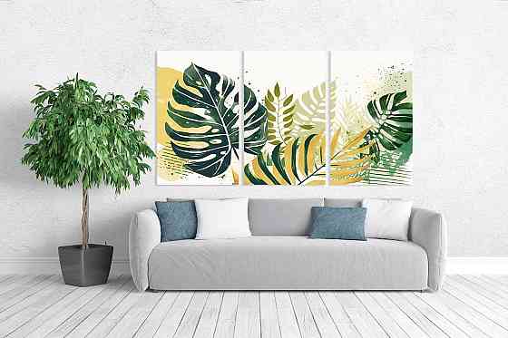 Модульна картина у вітальню/ спальню  Листя квітки    ART-123_3A 70х130 см Київ
