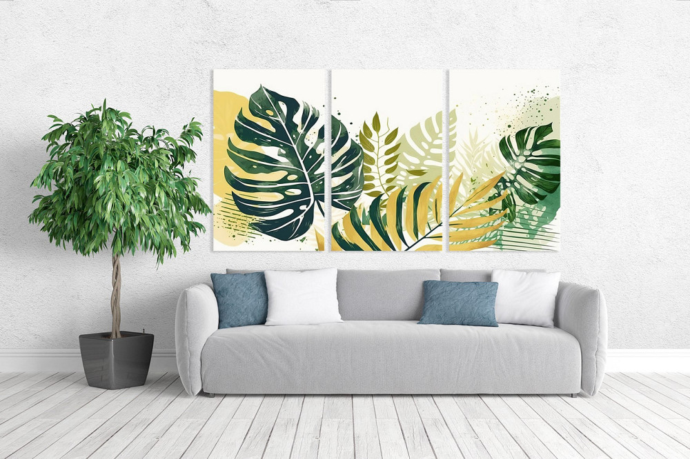 Модульна картина у вітальню/ спальню  Листя квітки    ART-123_3A 70х130 см Київ - фото 2