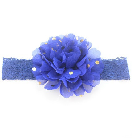 Дитяча синя пов'язка на голову - окружність голови приблизно 40-52см, діаметр квітки 10см Київ - фото 1