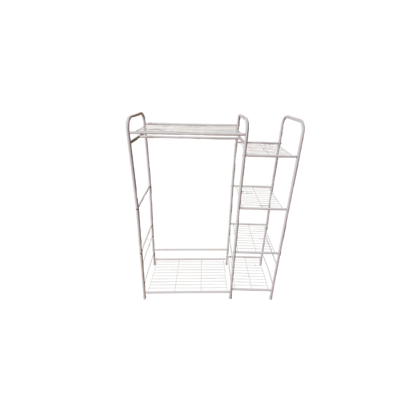 Передпокій для одягу та обвуви на 4 полиці з поперечиною для тремпелів і полицею, металевий, білий Кам'янець-Подільський - фото 2