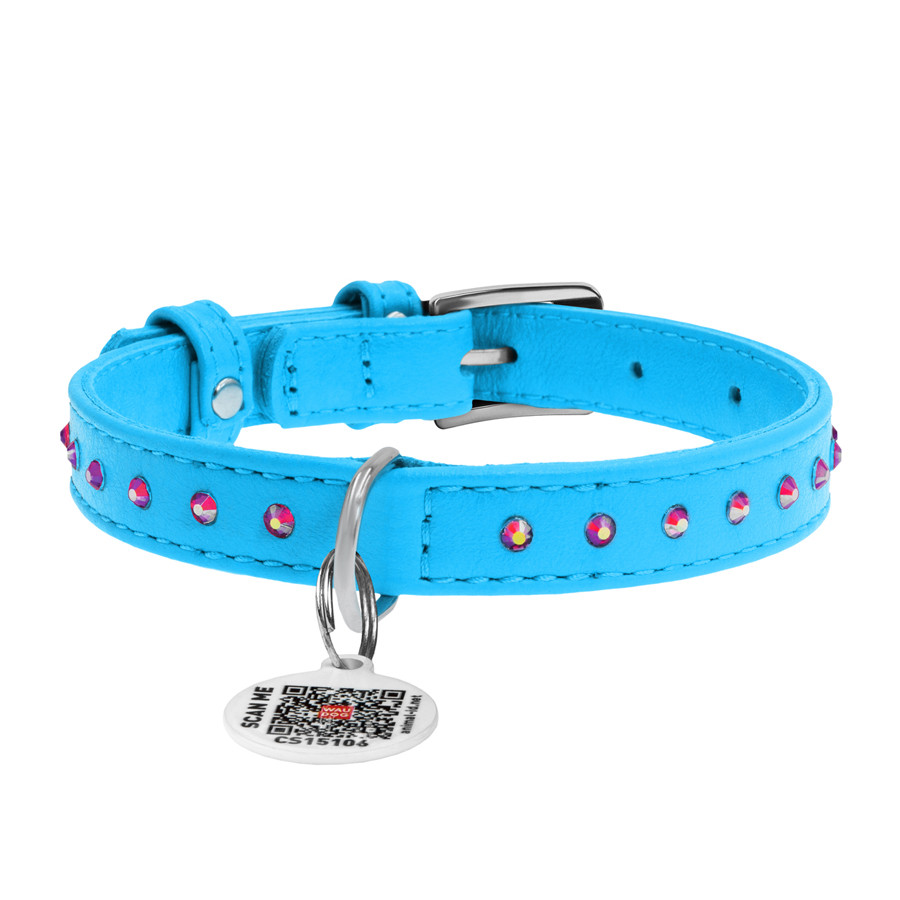 Нашийник для собак шкіряний WAUDOG Glamour з QR паспортом, з клейовими стразами, Ш 15 мм, Дов 2 Коломыя - изображение 2