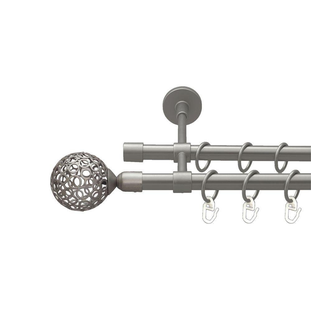 Карниз Orvit Савона металевий дворядний закритий гладка труба кільце металеве Сатин 16\16 мм 160 см (00-00022657) Львів - фото 1