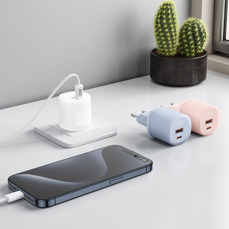 Мережевий зарядний пристрій XO L151 30W 1USB-A+1USB-C синій Львів - фото 4