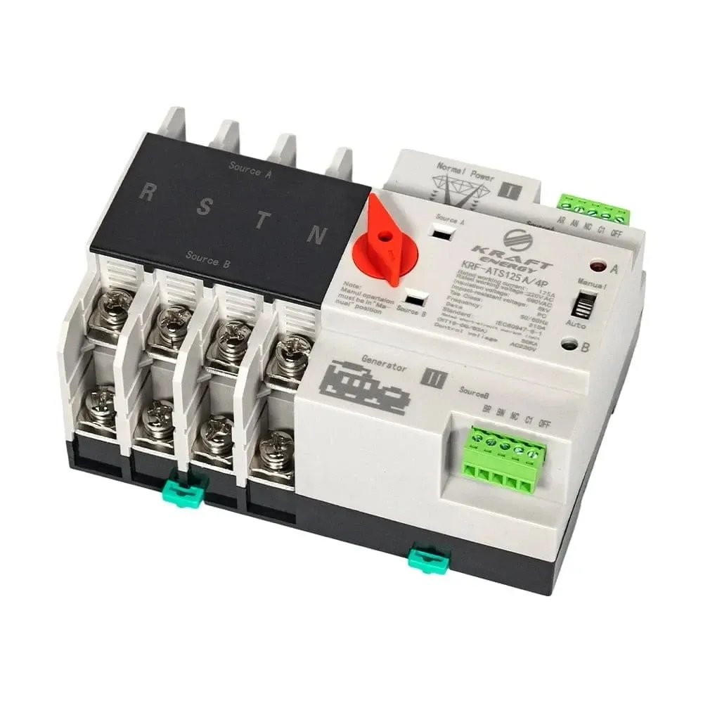 Автоматичний перемикач (АВР) під DIN-рейку Kraft KRF-ATS125A/4p 4 полюси (51-00106) Київ - фото 4