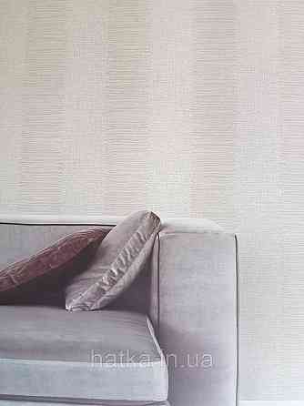 Шпалери метрові вінілові на флізелін Grandeco Poem смуги широкі структурні сірі сріблясті Київ