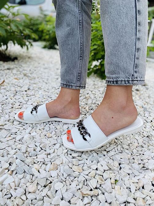 LaDi Шльопанці жіночі LaDi Цепи білі (літо, шкіра натуральна) (4592) Коломыя - изображение 5