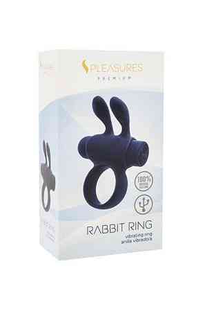 Ерекційне віброкольцо S Pleasures Premium Rabbit Ring, чорне, зі знімною вібропулею й вушками Sex Aura Київ