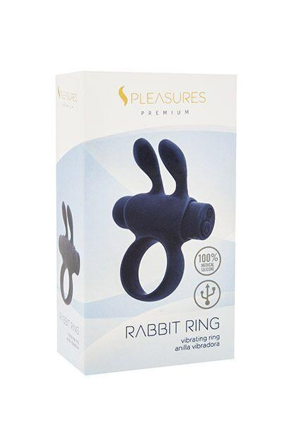 Ерекційне віброкольцо S Pleasures Premium Rabbit Ring, чорне, зі знімною вібропулею й вушками Sex Aura Київ - фото 2