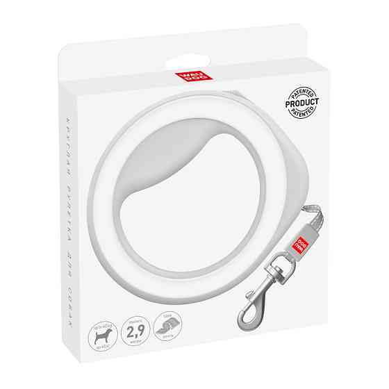 Повідець-рулетка для собак WAUDOG R-leash, кругла, XS-M, до 40 кг, 2,9 м, світловідбиваюча стрі Коломия