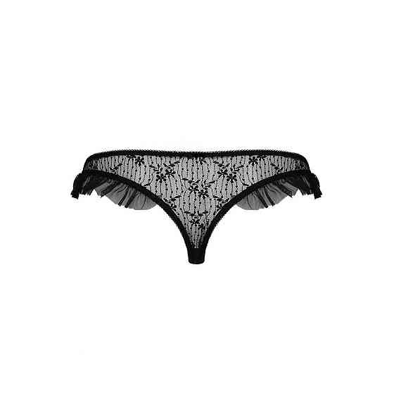 Трусики з оборками Passion Exclusive DONIA THONG S/M, black Sex Aura Київ