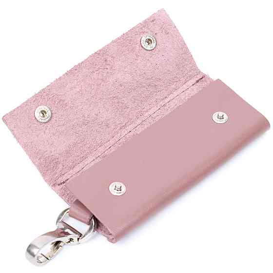 Чарівна жіноча шкіряна ключниця на кнопках GRANDE PELLE 11641 Пудровий Київ