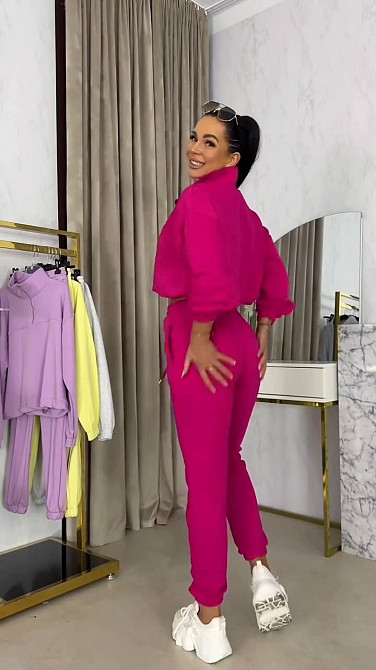 Жіночий плюшевий прогулянковий костюм з велюру Малиновий, 50/52 Одеса - фото 4