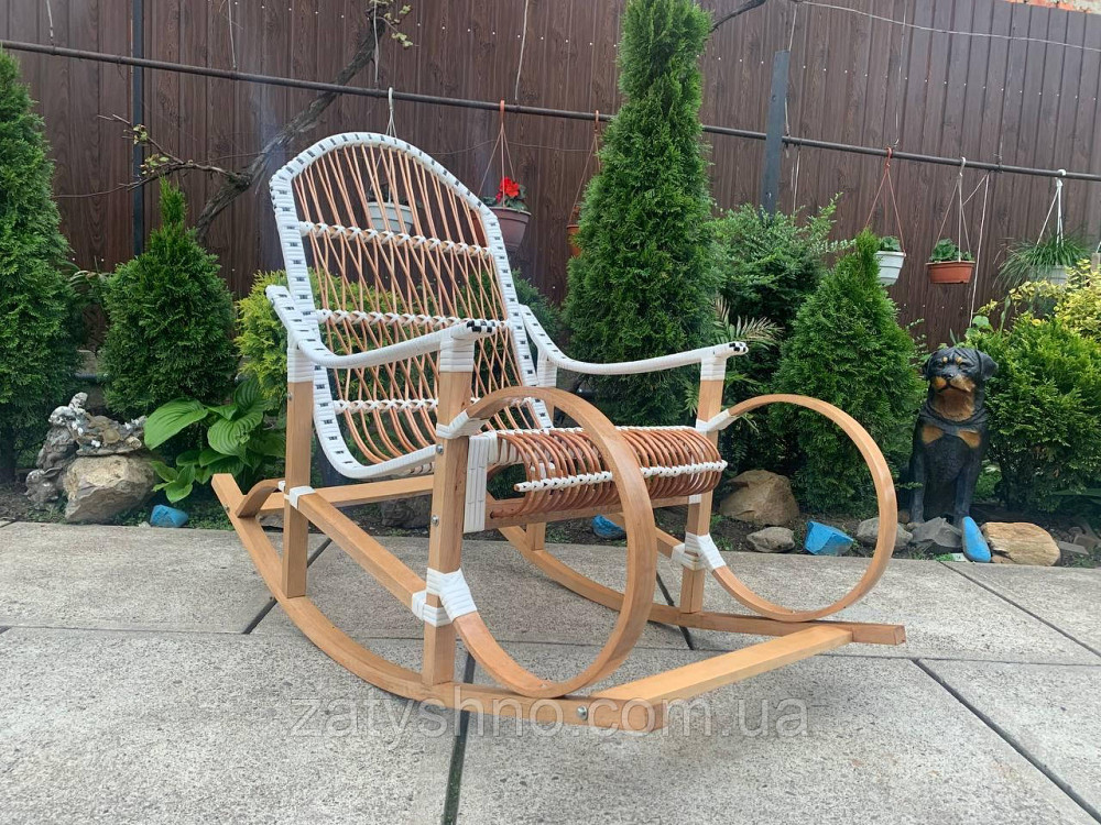 Плетеная качалка из лозы белая с ротангом Киев - изображение 3