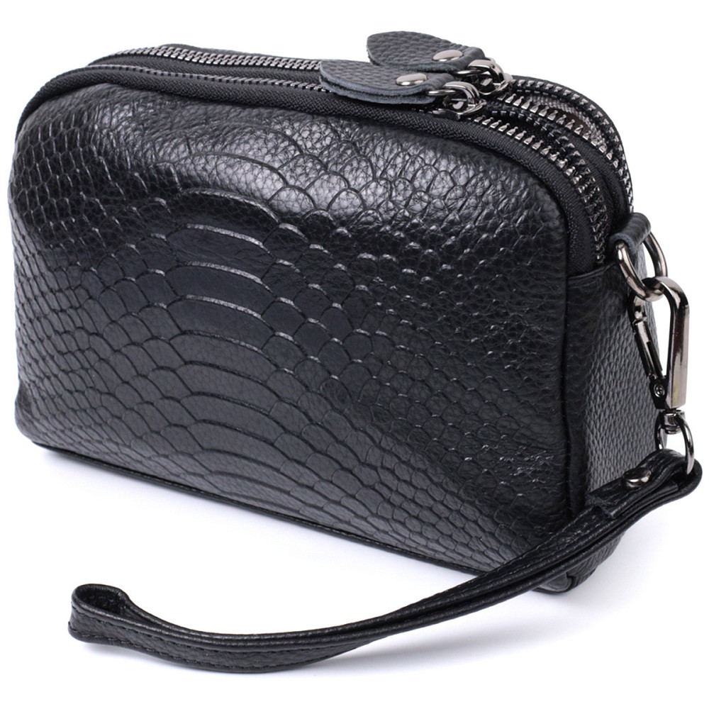 Компактна сумка для жінок на два відділення з натуральної шкіри Vintage 22799 Чорний Київ - фото 9