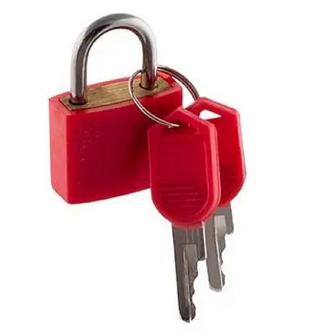 Замок навісний 20 мм з ключем червоний Київ - фото 1