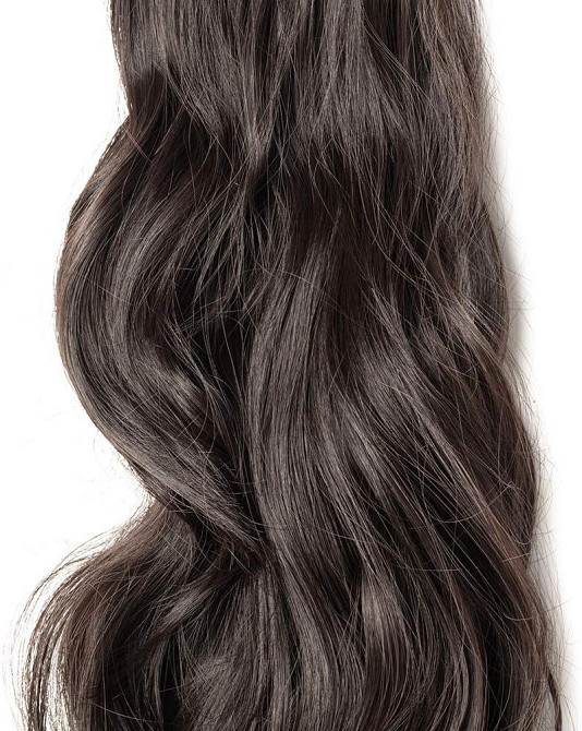 Накладний хвіст хвилястий довгий кучерявий темно-коричневий каштановий на крабі, термостійке синтетичне штучнине волосся шиньйон Київ - фото 3