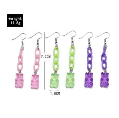 Детские серьги мишки, набор - длина 7см, размер мишки 1,6*1см, смола, пластик Киев