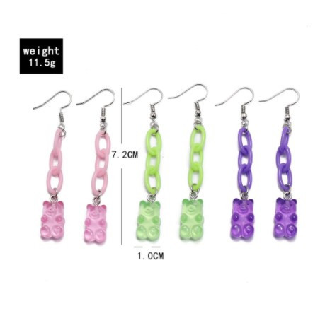 Детские серьги мишки, набор - длина 7см, размер мишки 1,6*1см, смола, пластик Киев - изображение 2