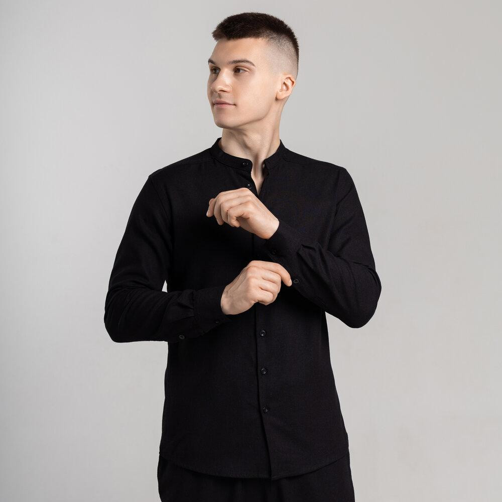 Мужская рубашка с длинным рукавом черная Pobedov Orion Киев - изображение 4