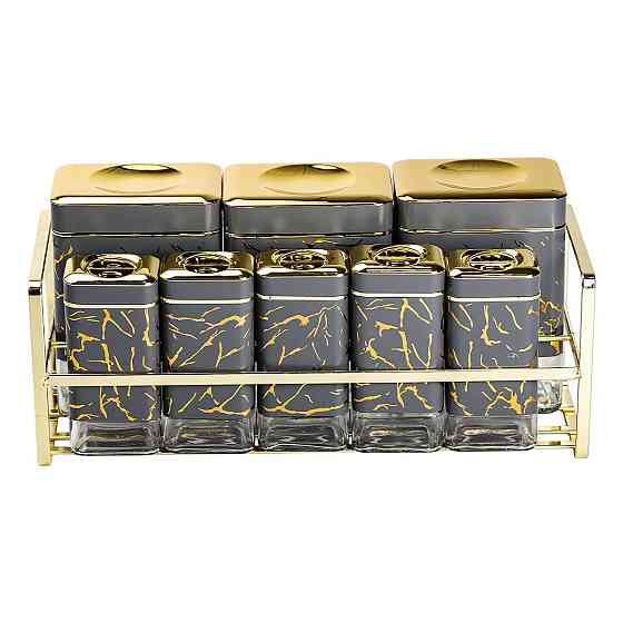 Набір для приправ та спецій на підставці 8 штук з кришками Сірий HP-1366 Київ