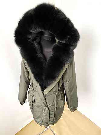 Парка женская мех песца Хаки р44 75см Харьков