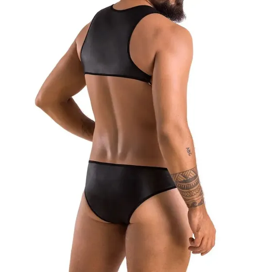 Чоловіче шкіряне боді Passion 056 ADAM L/XL Black, заклепки Львів