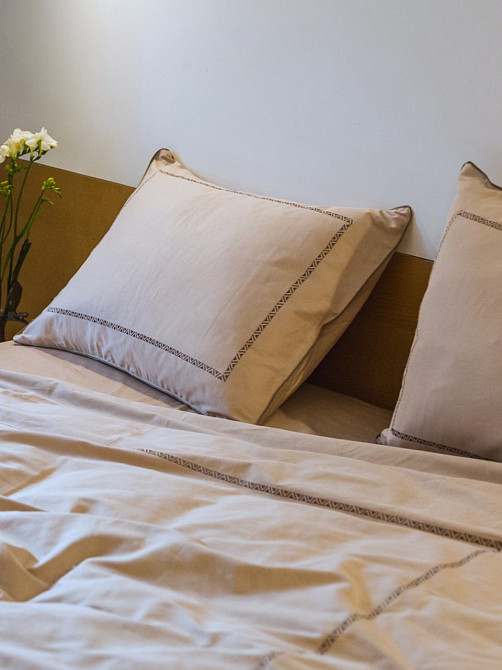 Ecotton Комплект постільної білизни Ecotton Євро з вишивкою та кантом Shifting Sand в чохлі для Коломия - фото 4