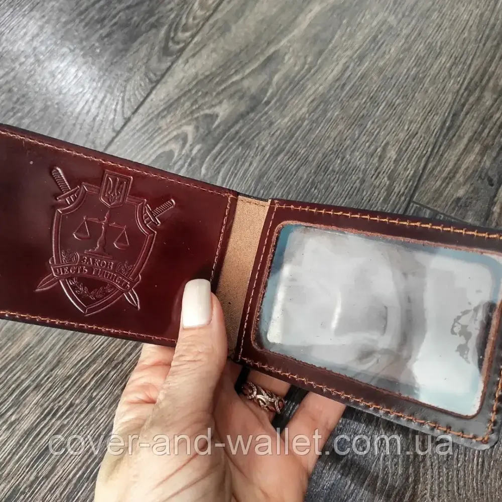 Шкіряна обкладинка на посвідчення Прокуратуру України з додатковим клапаном Київ - фото 2