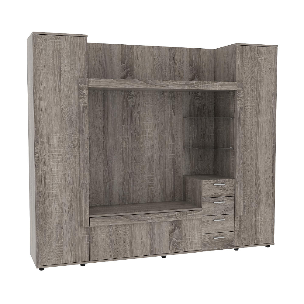 Стенка в гостиную под ТВ Exo-1, Дуб Сонома Трюфель, 2160х420х1850 Львов - изображение 1