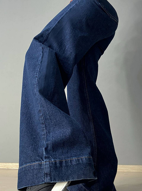 Джинси жіночі Mikaletta G-10 wide leg палаццо кльош з манжетом темно-сині, темно-синій, 30, 30, 83 см, 115 см Київ - фото 6