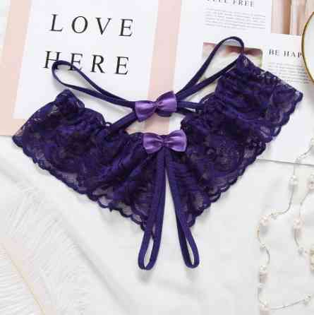 Трусики жіночі з розрізом і бантиками універсальний фіолетовий Київ