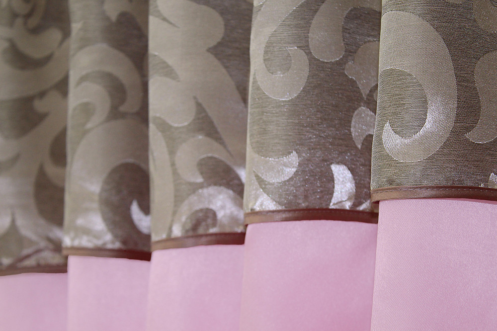 Кухонные шторы VR-Textil № 073к с ламбрекеном и подхватами розовый с пудровым 290х170 см (52-0472) Киев - изображение 4